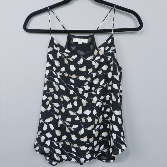 LOFT Tops - LOFT Black Floral Spaghetti Strap‎ Cami Strappy Tank Top Size L Y2K Minimalist
